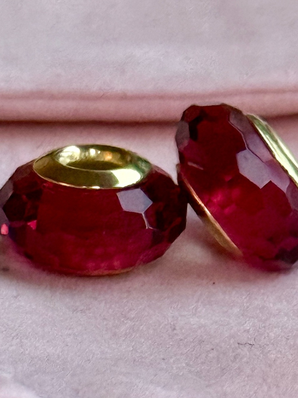 Gold-Core Faceted Ruby red Murano Glass charms set fit Pandora bracelets